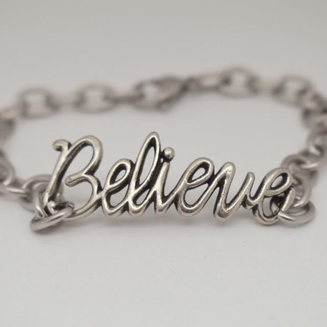 Believe Inspirational Pewter Link Bracelet
